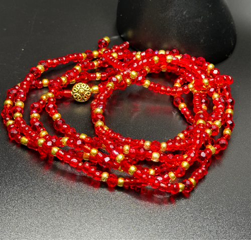 Red & Gold Waist Beads