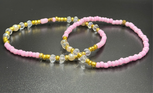 Rose Pink & Gold Anklets
