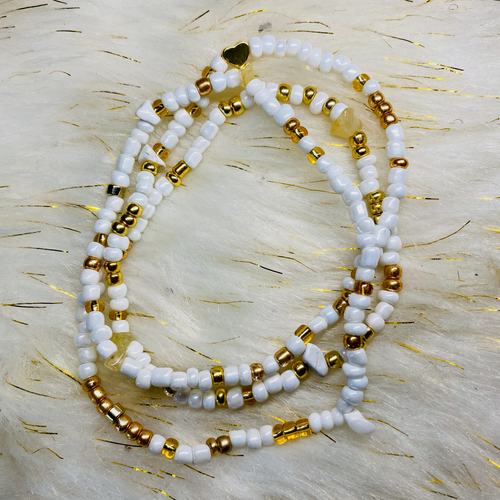 White & Gold Waist Beads
