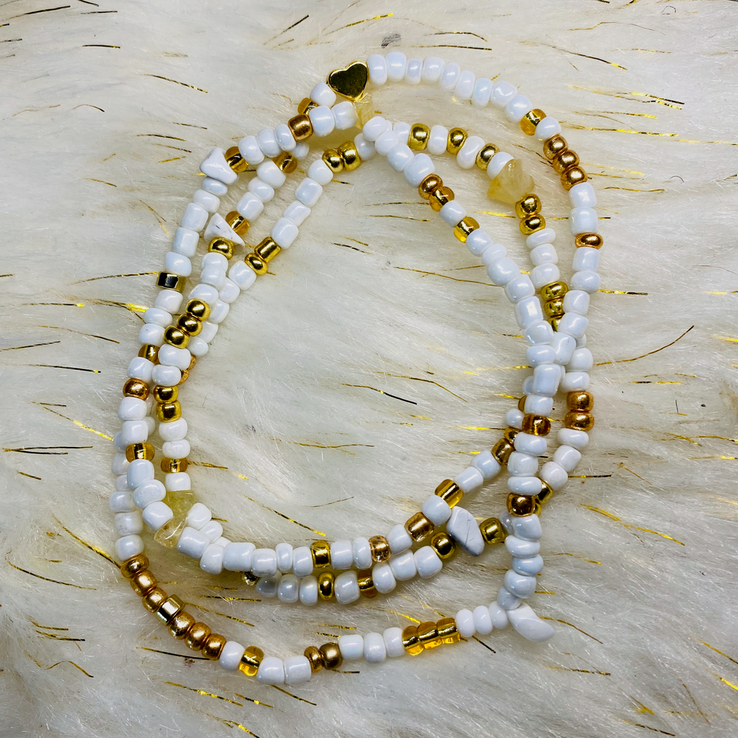 White & Gold Waist Beads