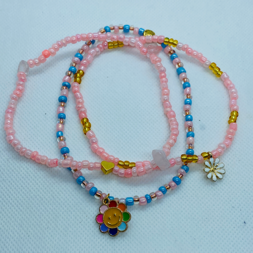 Rose Quartz Anklet Set