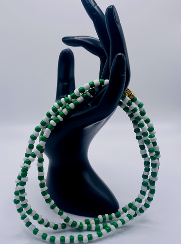 Green & White Waist Beads