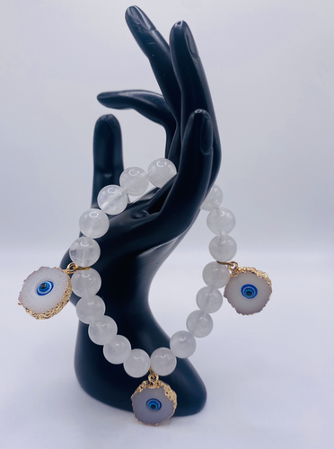 Selenite & Evil Eye Charm