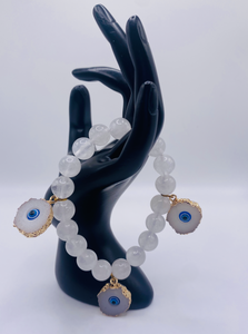 Selenite & Evil Eye Charm