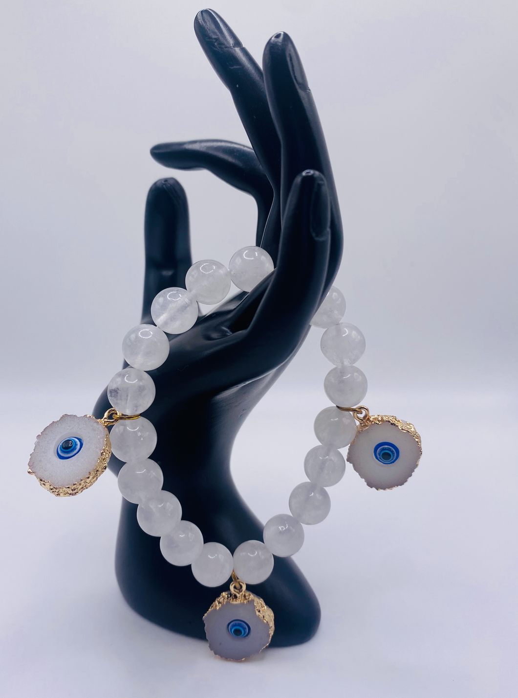 Selenite & Evil Eye Charm