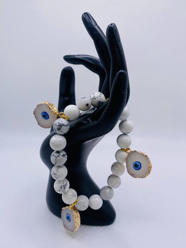 White Howlite & Evil Eye Charms
