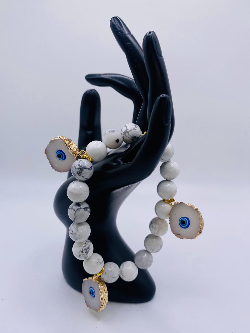 White Howlite & Evil Eye Charms
