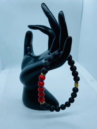 Red Turquoise & Black Lava Beads